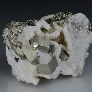 Pyrite on Siderite, Calcite