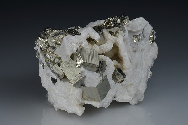 Pyrite on Siderite, Calcite