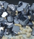 Twinned and truncated Galena on Quartz and Siderite