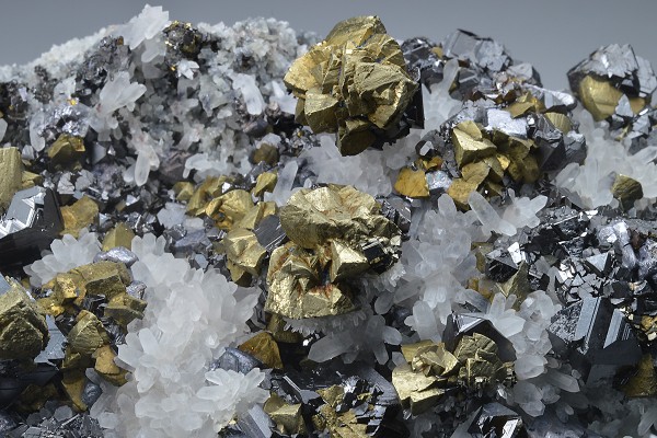 Skeletal Galena, Chalcopyrite, Sphalerite, Quartz