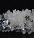 Truncated Galena on Quartz, Pyrite, Sphalerite