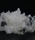 Truncated Galena on Quartz, Pyrite, Sphalerite