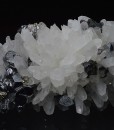 Truncated Galena on Quartz, Pyrite, Sphalerite