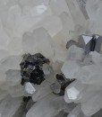 Truncated Galena on Quartz, Pyrite, Sphalerite