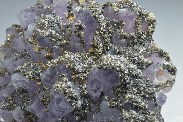 Quartz var.Amethyst, Pyrite
