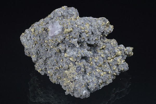 Quartz var.Amethyst, Chalcopyrite