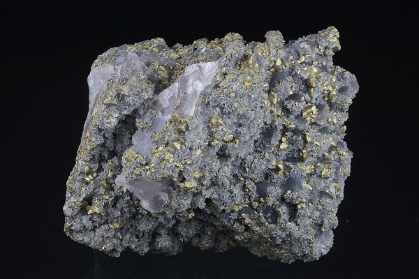 Quartz var.Amethyst, Chalcopyrite
