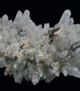 Cleiophane on Quartz, Chalcopyrite, Calcite