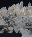 Cleiophane on Quartz, Chalcopyrite, Calcite