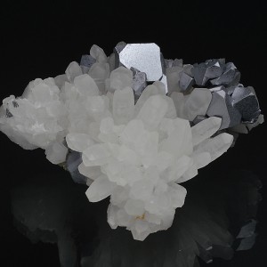 Truncated Galena on Quartz, Chalcopyrite