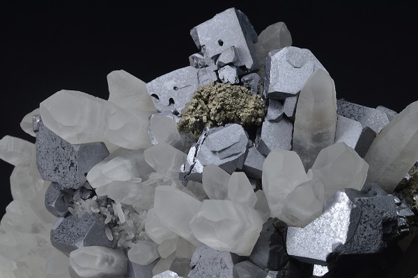 Galena and Chalcopyrite on Quartz, Sphalerite