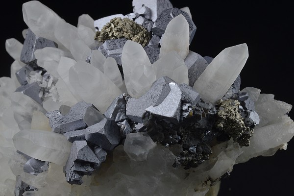 Galena and Chalcopyrite on Quartz, Sphalerite