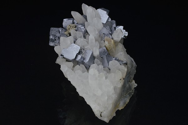Galena and Chalcopyrite on Quartz, Sphalerite