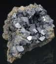 Skeletal Galena on Quartz, Chalcopyrite