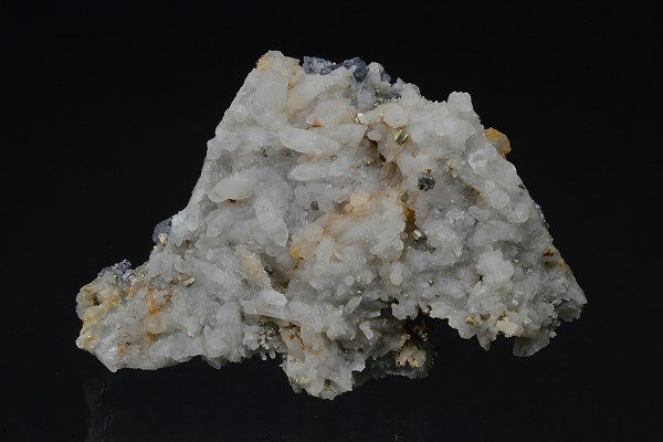 Skeletal Galena on Quartz, Chalcopyrite