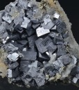 Skeletal Galena on Quartz, Chalcopyrite