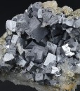 Skeletal Galena on Quartz, Chalcopyrite