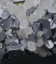 truncated Galena on Quartz, Sphalerite, Pyrite, Chalcopyrite