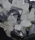 truncated Galena on Quartz, Sphalerite, Pyrite, Chalcopyrite