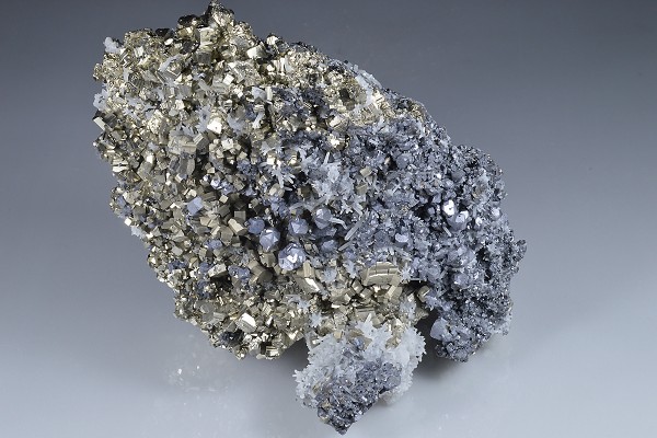 Galena on Pyrite, Quartz