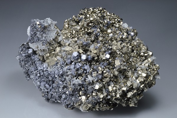 Galena on Pyrite, Quartz