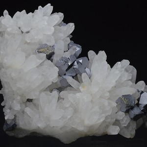 truncated Galena on Quartz, Chalcopyrite