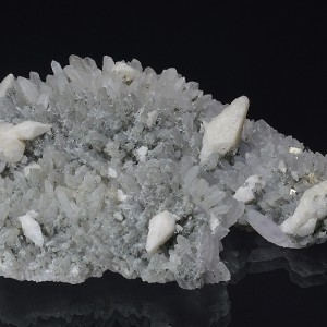 Calcite on Quartz, Pyrite