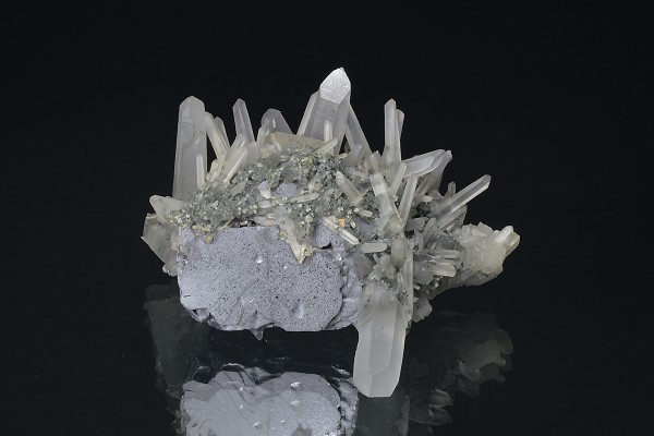 Quartz on Galena, Sphalerite