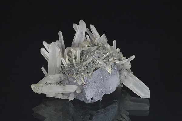 Quartz on Galena, Sphalerite