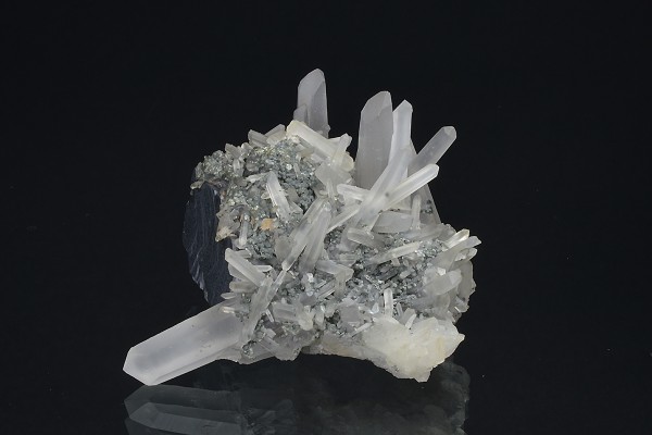 Quartz on Galena, Sphalerite