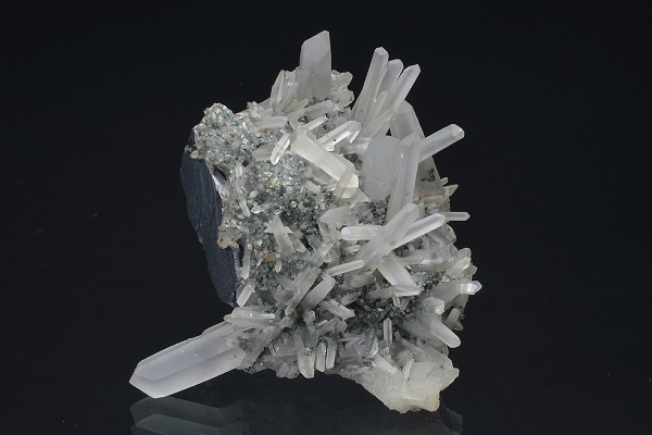 Quartz on Galena, Sphalerite