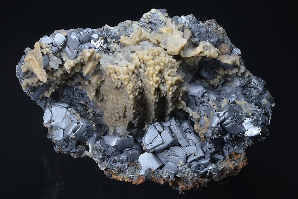 melted habit Galena, Calcite, Quartz