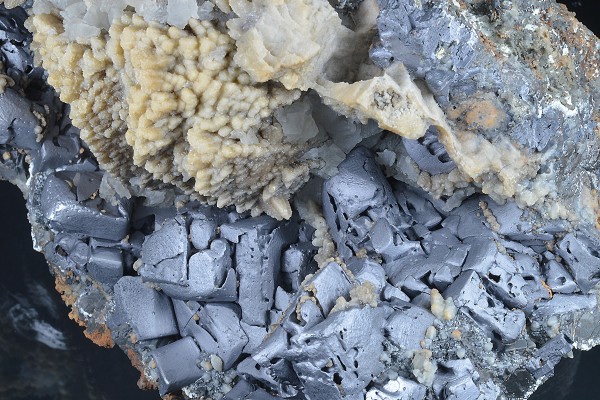 melted habit Galena, Calcite, Quartz