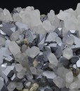 truncated Galena on Quartz, Pyrite, Sphalerite, Chalcopyrite