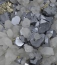 truncated Galena on Quartz, Pyrite, Sphalerite, Chalcopyrite
