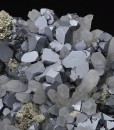 truncated Galena on Quartz, Pyrite, Sphalerite, Chalcopyrite