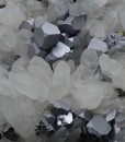 truncated Galena on Quartz, Pyrite, Sphalerite, Chalcopyrite