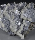 Japan law twin Quartz on twinned Galena, Calcite