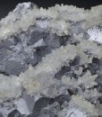 Japan law twin Quartz on twinned Galena, Calcite