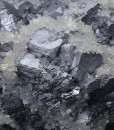 Japan law twin Quartz on twinned Galena, Calcite