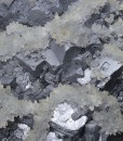 Japan law twin Quartz on twinned Galena, Calcite