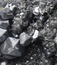 truncated Galena on Sphalerite, Chalcopyrite
