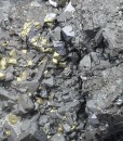 truncated Galena on Sphalerite, Chalcopyrite