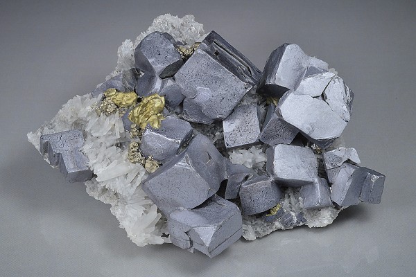 Galena on Quartz, Chalcopyrite