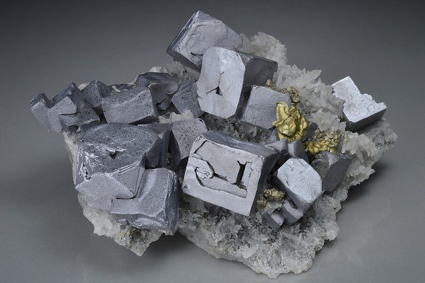 Galena on Quartz, Chalcopyrite