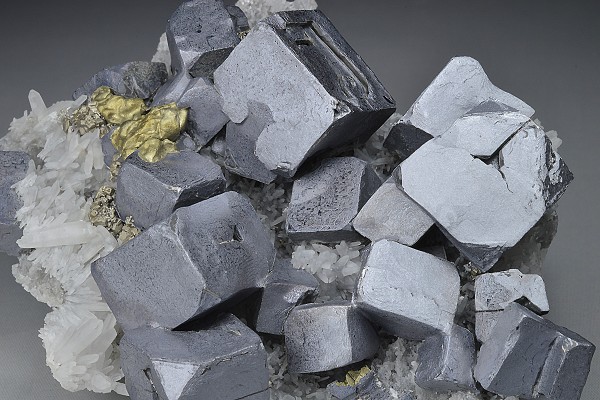 Galena on Quartz, Chalcopyrite