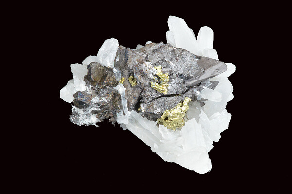 Sphalerite on Quartz, Chalcopyrite
