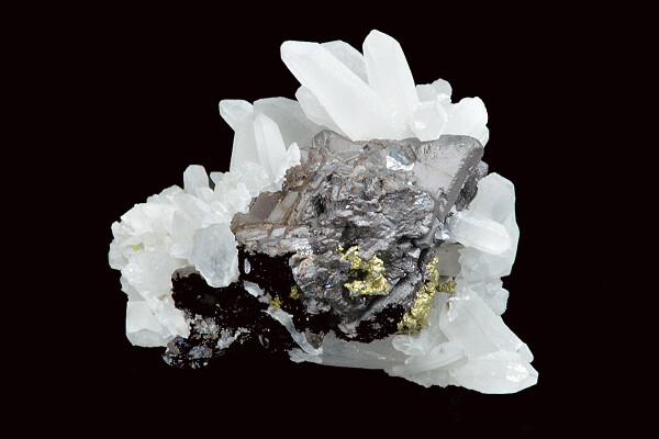 Sphalerite on Quartz, Chalcopyrite