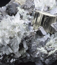 Pyrite on Sphalerite, Quartz, Galena