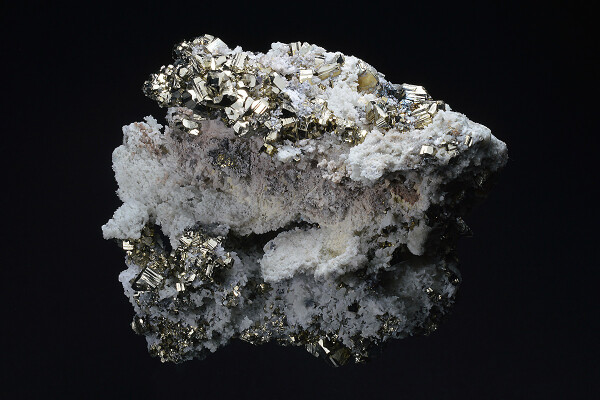 Pyrite on Quartz, Calcite